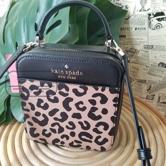 - KATE SPADE DAISY GRAPHIC LEOPARD VANITY CROSSBODY BAG BLACK REMI NWT $249 - Picture 5 of 8